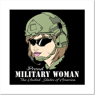 Proud Military Woman  V1    (dark tees) Posters and Art